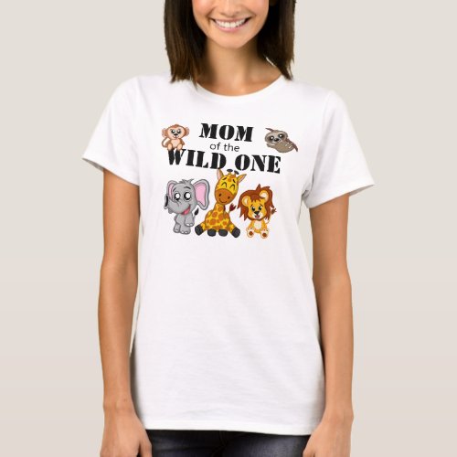 Cute Wild One Jungle Safari Animal Mom Zoo T_Shirt