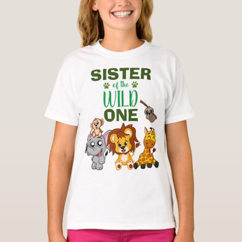 Cute Wild One Jungle Safari Animal Sister Zoo T_Shirt