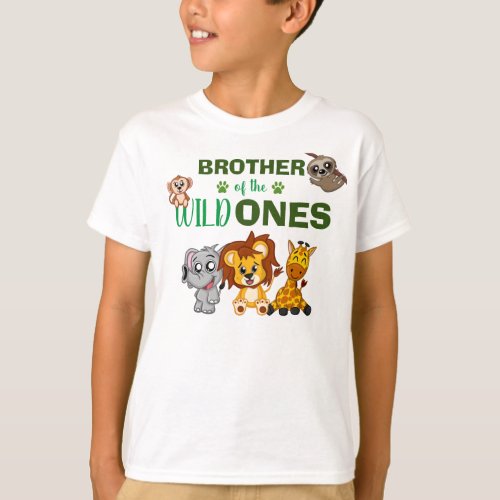 Cute Wild One Jungle Safari Animal Twins Brother T_Shirt