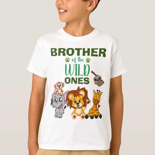 Cute Wild One Jungle Safari Animal Twins Brother T_Shirt