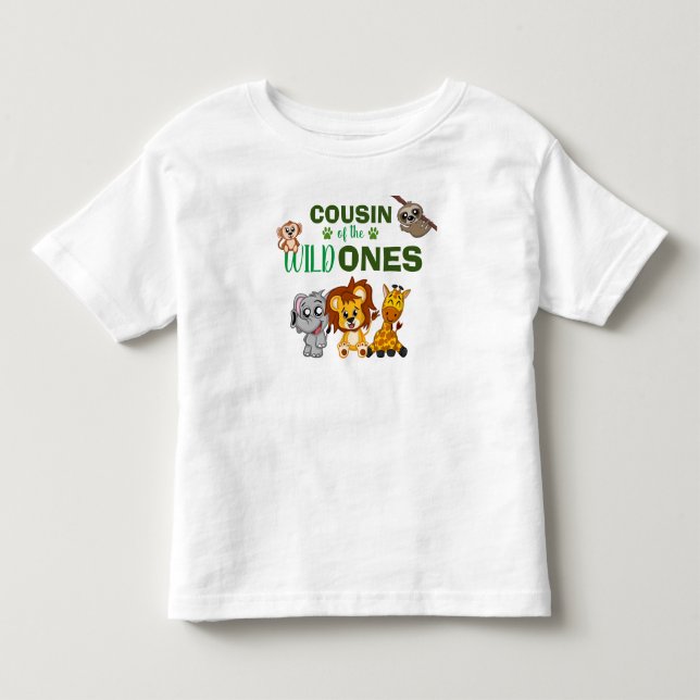 Cute Wild One Jungle Safari Animal Twins Cousin Toddler T-shirt (Front)