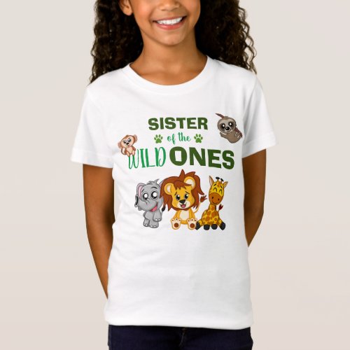 Cute Wild One Jungle Safari Animal Twins Sister T_Shirt
