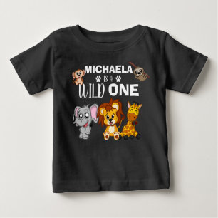 Cute Wild One Jungle Safari Animals First Birthday Baby T-Shirt