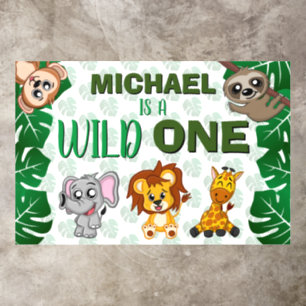 Cute Wild One Jungle Safari Animals First Birthday Floor Decals