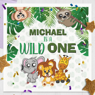 Cute Wild One Jungle Safari Animals First Birthday Napkins