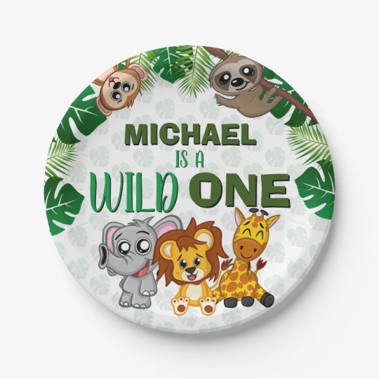 Cute Wild One Jungle Safari Animals First Birthday Paper Plate | Zazzle.com