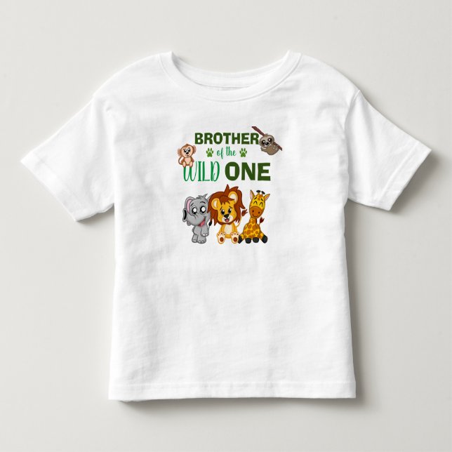 Cute Wild One Jungle Safari Animals First Birthday Toddler T-shirt (Front)