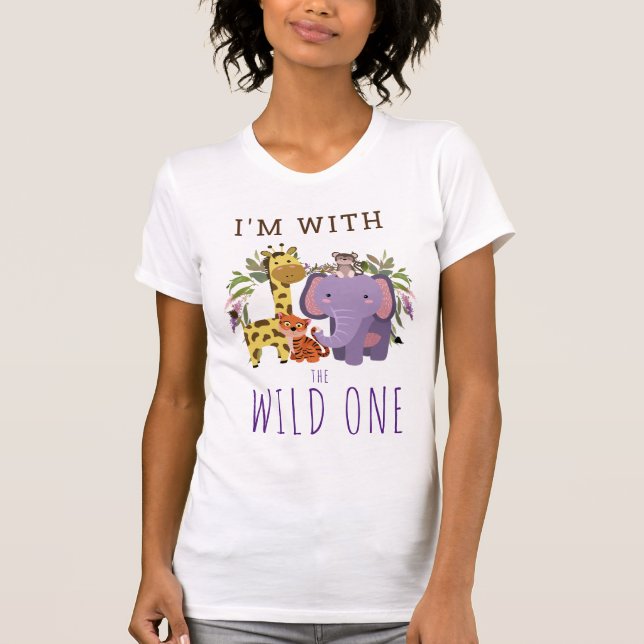 Cute Wild One Jungle Safari Parents Birthday  T-Shirt (Front)