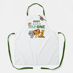 Cute Wild One Jungle Safari Zoo Animal Aunt Apron