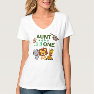 Cute Wild One Jungle Safari Zoo Animal Aunt T-Shirt