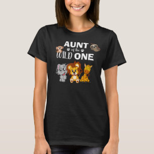 Cute Wild One Jungle Safari Zoo Animal Aunt T-Shirt