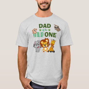 Cute Wild One Jungle Safari Zoo Animal Dad T-Shirt