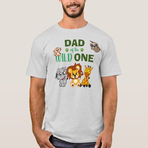 Cute Wild One Jungle Safari Zoo Animal Dad T_Shirt