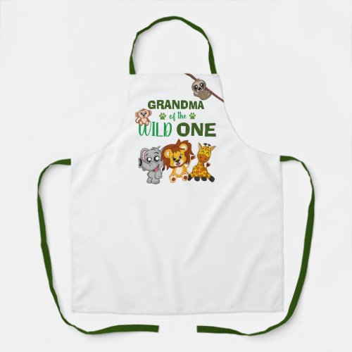 Cute Wild One Jungle Safari Zoo Animal Grandma Apron