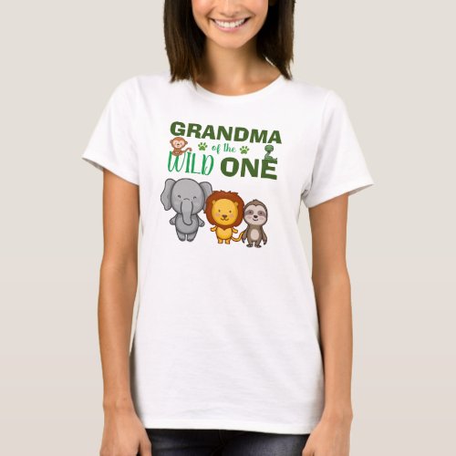 Cute Wild One Jungle Safari Zoo Animal Grandma T_Shirt