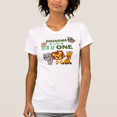 Cute Wild One Jungle Safari Zoo Animal Grandma T_Shirt