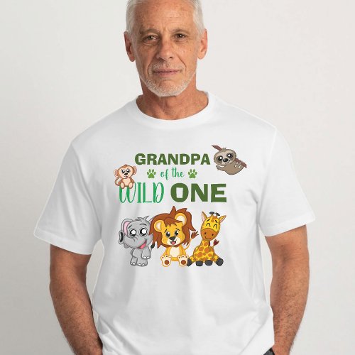Cute Wild One Jungle Safari Zoo Animal Grandpa T_Shirt