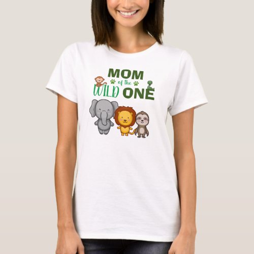 Cute Wild One Jungle Safari Zoo Animal Mom T_Shirt