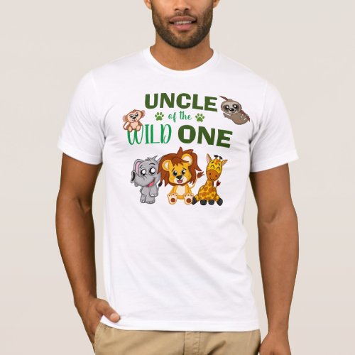Cute Wild One Jungle Safari Zoo Animal Uncle T_Shirt