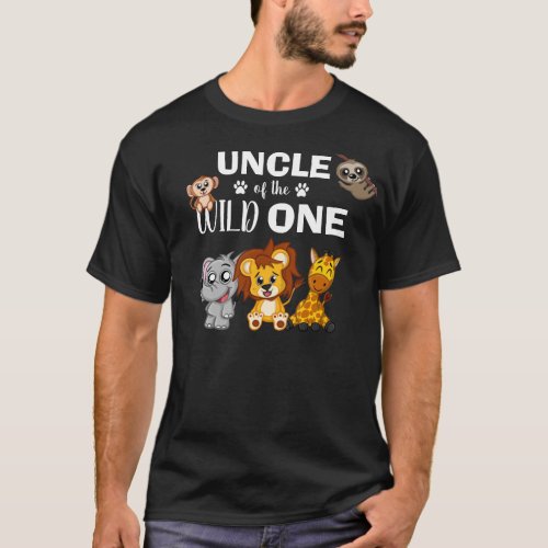 Cute Wild One Jungle Safari Zoo Animal Uncle T_Shirt