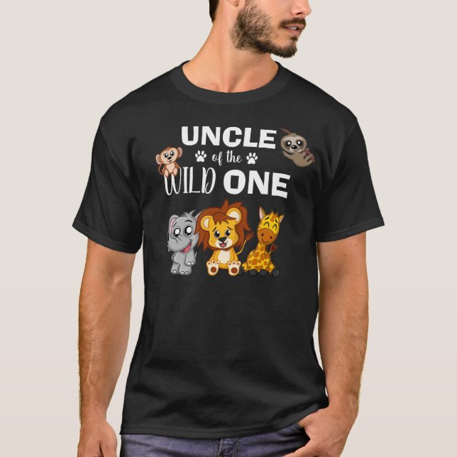 Cute Wild One Jungle Safari Zoo Animal Uncle T-Shirt (Front)