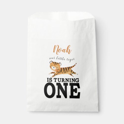 Cute Wild One Jungle Tiger 1st Birthday Favor Bag