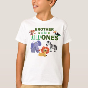 Cute Wild One Jungle Twins First Birthday Brother T-Shirt