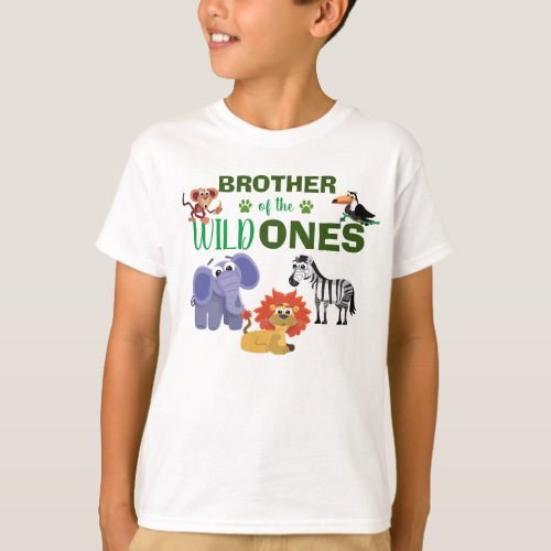 Cute Wild One Jungle Twins First Birthday Brother T_Shirt