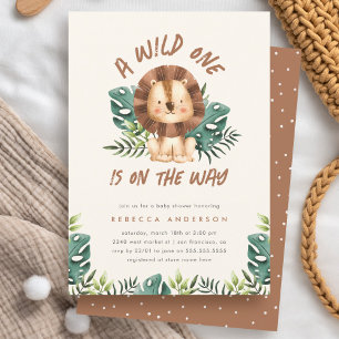 Cute Wild One Lion Jungle Safari Boy Baby Shower Invitation