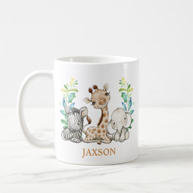 Cute Wild One Safari Animal Birthday Coffee Mug (Left)