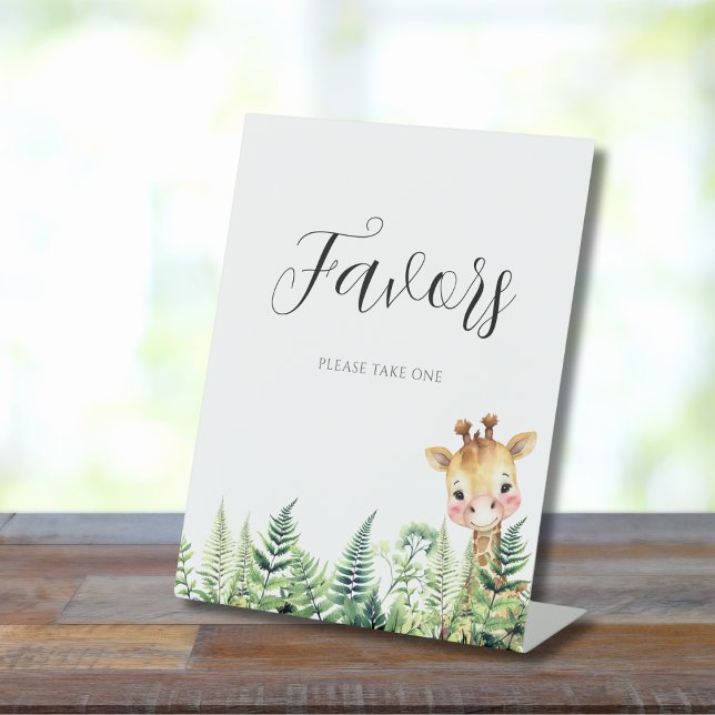 Cute Wild One Safari Animal Favor Pedestal Sign (Creator Uploaded)
