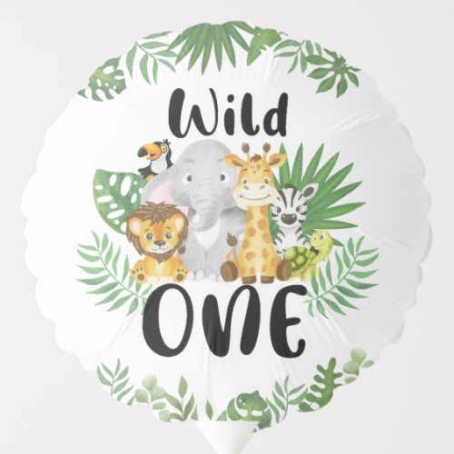 Cute Wild One Safari Animals 1st Birthday Balloon