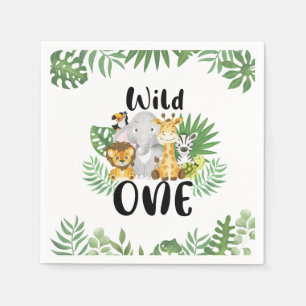 Cute Wild One Safari Animals 1st Birthday Napkins