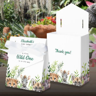 Cute Wild One Safari Animals Baby Shower Favor Boxes
