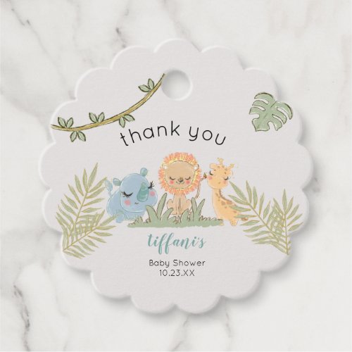 Cute Wild One Safari Animals Baby Shower Favor Tags