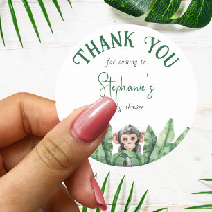 Cute Wild One Safari Animals Baby Shower Thank You Classic Round Sticker