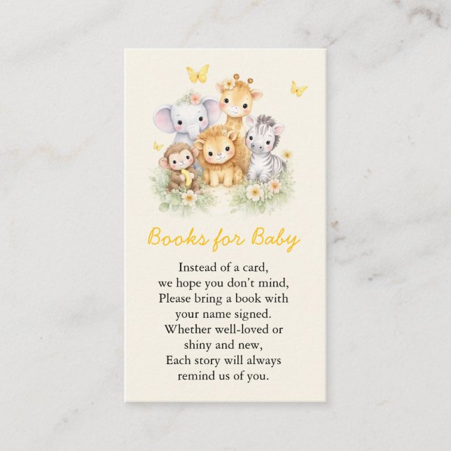 Cute Wild One Safari Animals Books for Baby  Enclosure Card (Front)