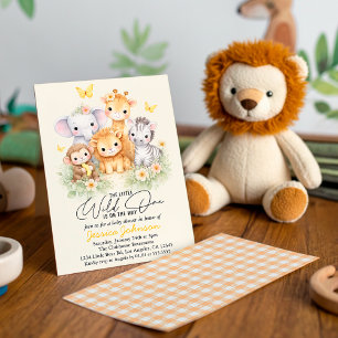 Cute Wild One Safari Animals e Baby Shower Invitation
