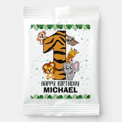 Cute Wild One Safari Jungle Animals First Birthday Lemonade Drink Mix