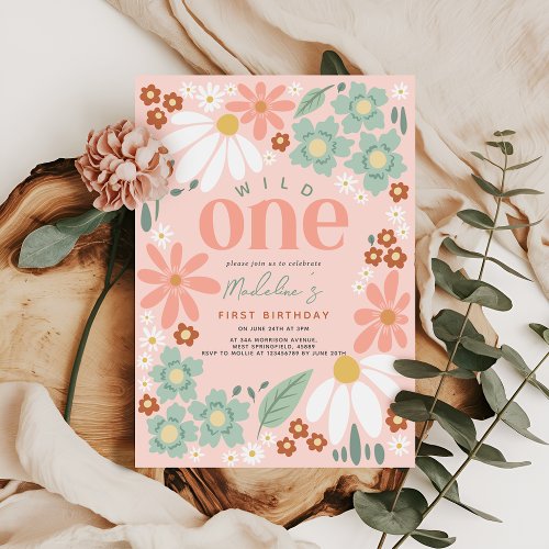 Cute Wild One Wildflower Daisy Girls 1st Birthday