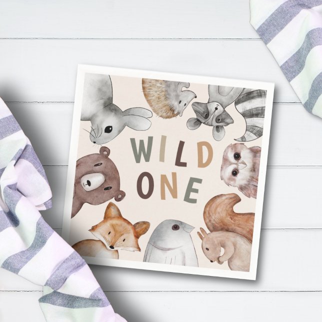 Cute Wild One Woodland Animals Party Napkins (Creator Uploaded)