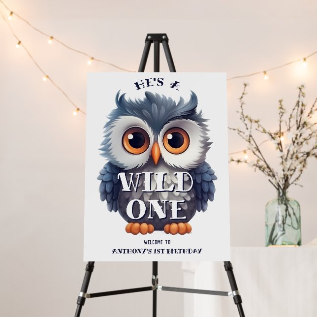 Cute Wild One Woodland Birthday Party Foam Board (In Situ (Stand))