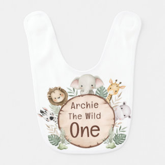 Cute Wild One Woodland Forest Animals Baby Bib