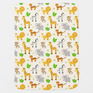 Cute Wild Safari Animal Modern Kids Pattern Baby Blanket