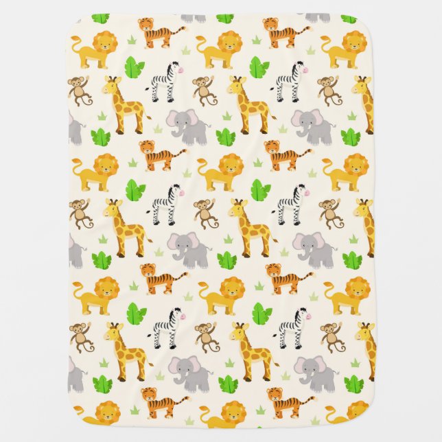 Cute Wild Safari Animal Modern Kids Pattern Baby Blanket (Front)
