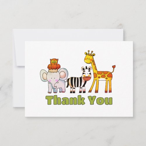 Cute Wild Safari Animals Jungle Thank You Card