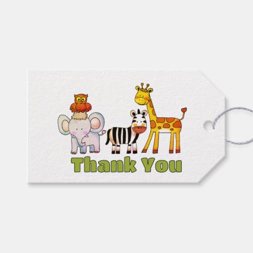 Cute Wild Safari Animals Jungle Thank You Gift Tags