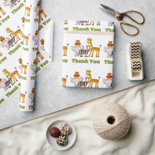 Cute Wild Safari Animals Jungle Thank You Wrapping Paper