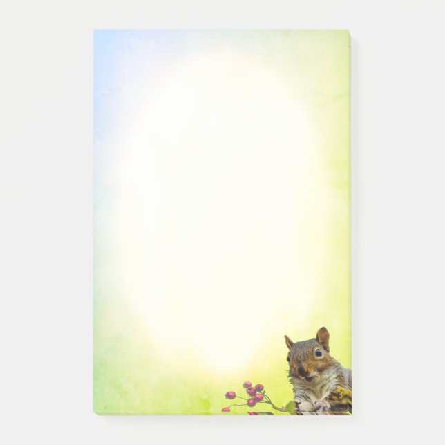 Cute Wild Squirrel on Pastel Colors Post-it Notes (Front)
