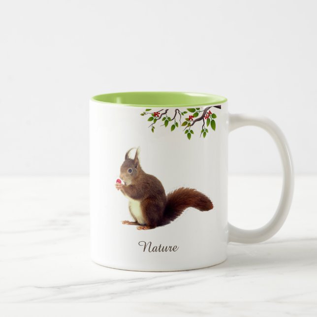 Cute Wild Squirrel & Personalized Text  Two-Tone C Two-Tone Coffee Mug (Right)